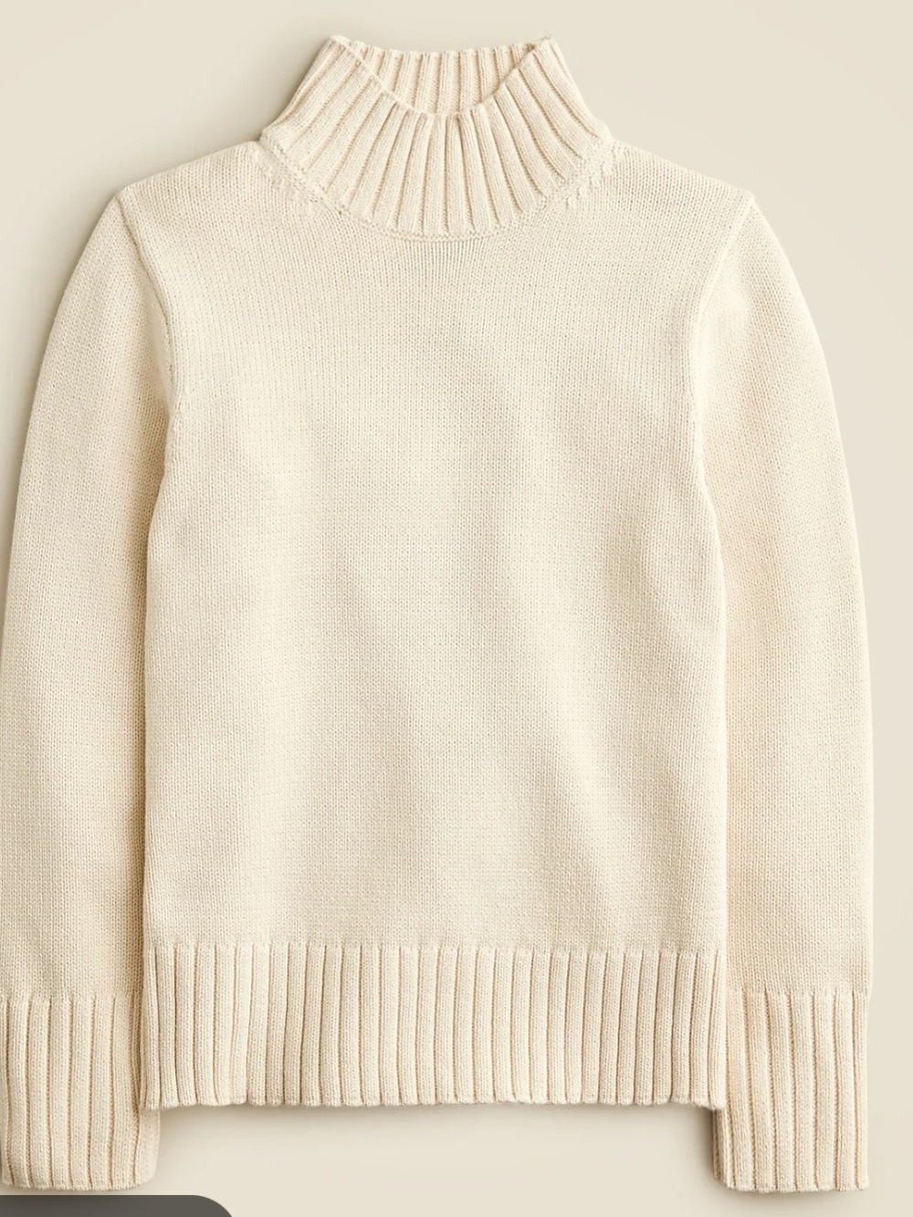 NEW J. CREW Roll Neck Cotton Cream Preppy Sweater, Small